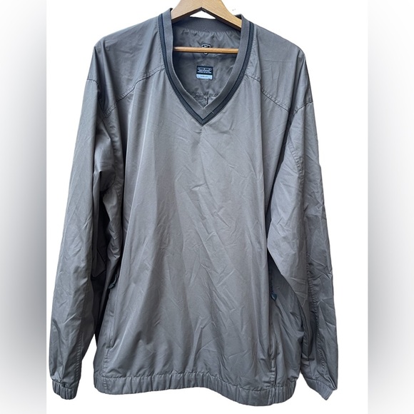 🔥⛳️NIKE GOLF Climafit windbreaker in mocha/black v-neck size L. Zip pockets! - Picture 1 of 7